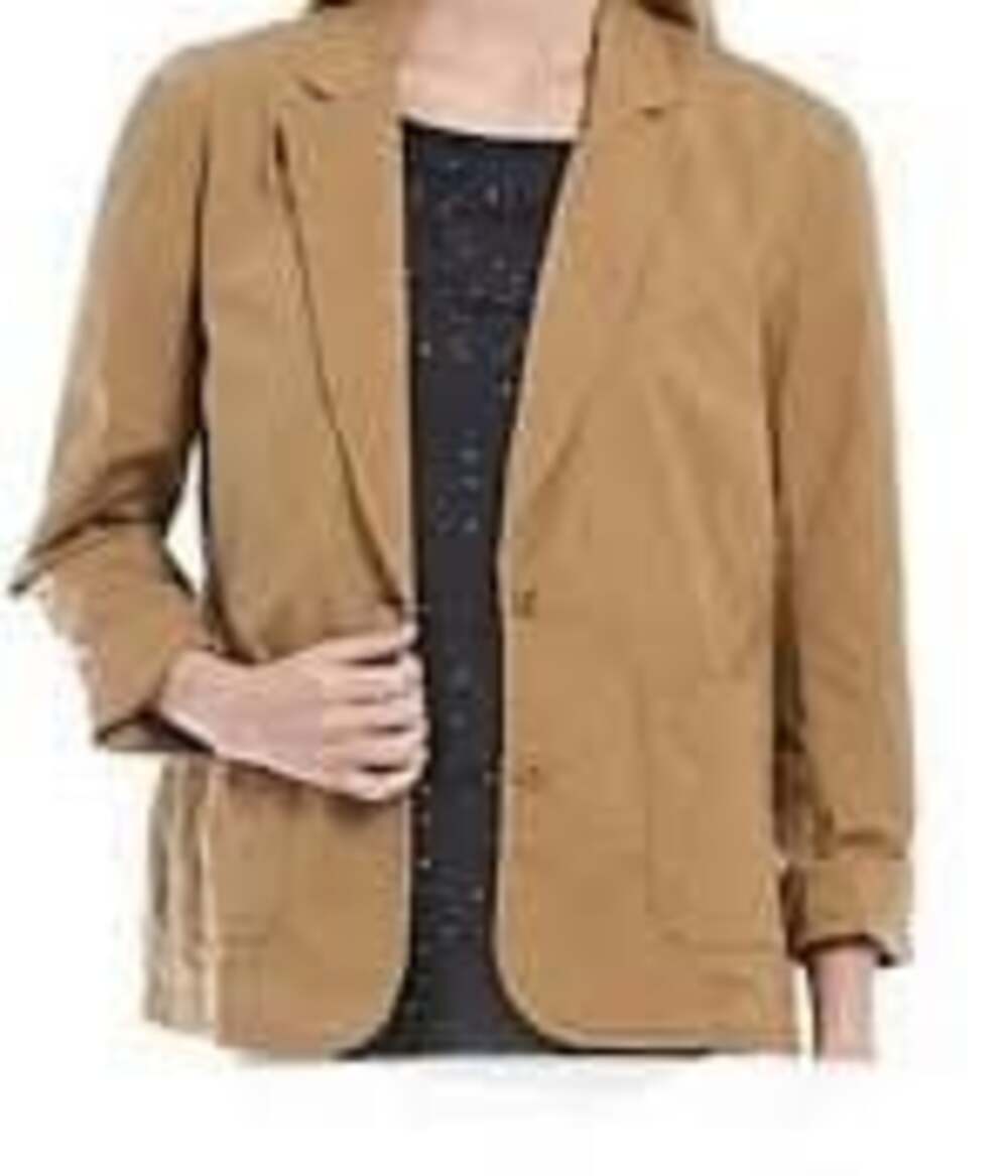 Eileen Fisher Camel Tan Cotton Blazer - Picture 2 of 12